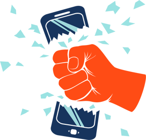 Punching mobile phone_orange_lightblue_blue